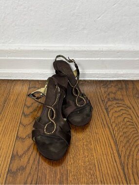 Y2k Brown Kitten Heel Sandals
